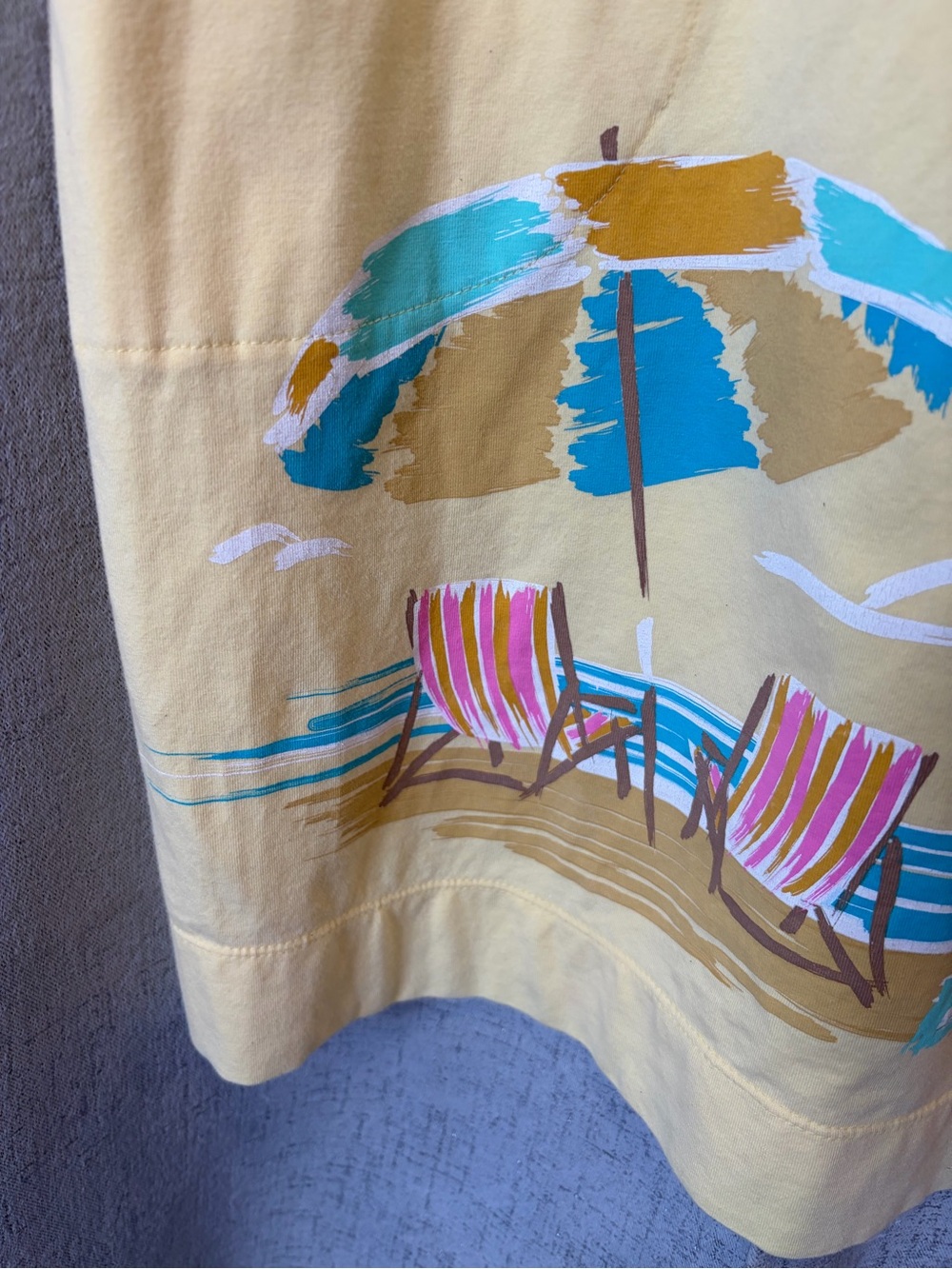 Sleeveless Yellow Beach-Print Midi Dress SMALL - Picture 13 of 17